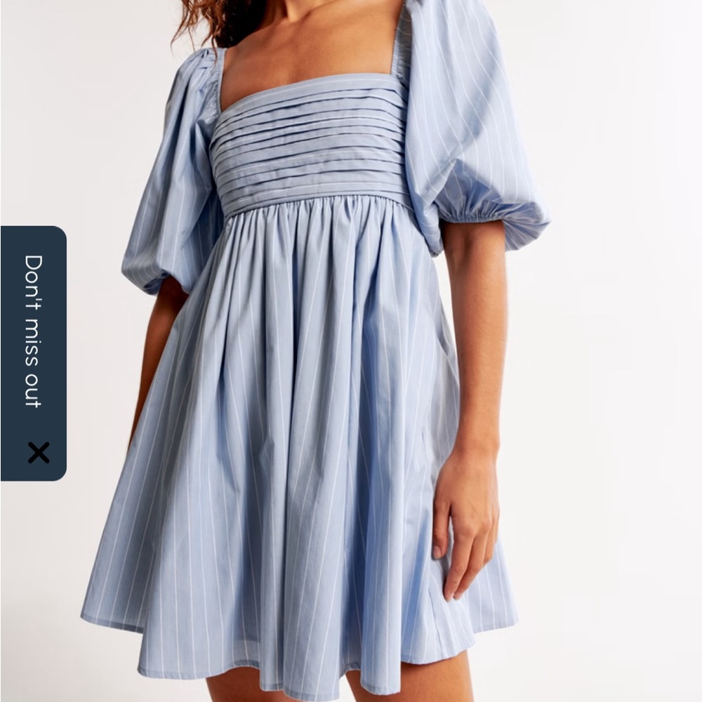 Abercrombie & Fitch Light Blue Puff Sleeve Mini Dress - Picture 2 of 6
